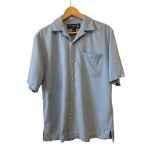 Nat Nast Button Up Shirt Sz S Sail Blue Silk Blnd Pick Stitch Resortwear Preppy